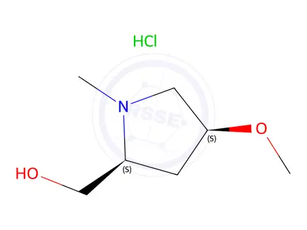 Chemical structure of ((2S,4S)-4-Methoxy-1-methylpyrrolidin-2-yl)methanol hydrochloride