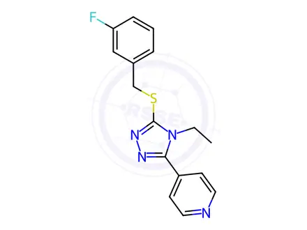 Chemical structure of 4-(4-Ethyl-5-((3-fluorobenzyl)thio)-4H-1,2,4-triazol-3-yl)pyridine