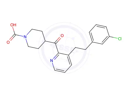 Chemical structure of 4-[[3-[2-(3-Chlorophenyl)ethyl]-2-pyridinyl]carbonyl]-1-piperidinecarboxylic Acid