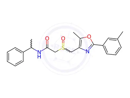 Chemical structure of Acetamide, 2-[[[5-methyl-2-(3-methylphenyl)-4-oxazolyl]methyl]sulfinyl]-N-(1-phenylethyl)-