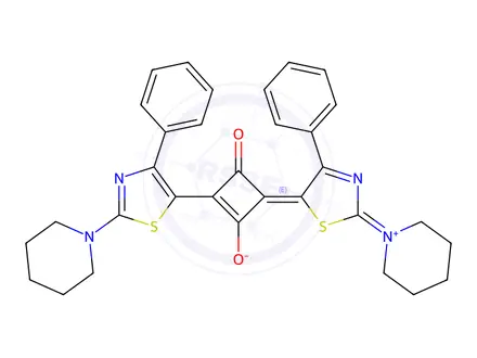 Chemical structure of 1-(4-Phenyl-2-piperidino-thiazol-5-yl)-3-(2,5-dihydro-4-phenyl-2-piperidin-1-ylidene-onium-thiazole-5-ylidene)-2-oxo-cyclobuten-4-olate