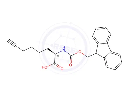 Chemical structure of (2R)-2-({[(9H-fluoren-9-yl)methoxy]carbonyl}amino)oct-7-ynoic acid