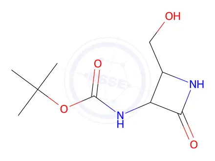 Chemical structure of Carbamic acid, N-[(2S)-2-(hydroxymethyl)-4-oxo-3-azetidinyl]-, 1,1-dimethylethyl ester