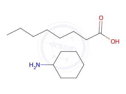 Chemical structure of octanoic acid, compound with cyclohexylamine (1:1)