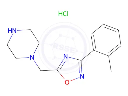 Chemical structure of 1-{[3-(2-methylphenyl)-1,2,4-oxadiazol-5-yl]methyl}piperazine hydrochloride