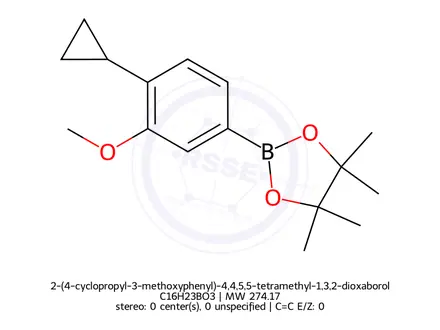 Chemical structure of 2-(4-cyclopropyl-3-methoxyphenyl)-4,4,5,5-tetramethyl-1,3,2-dioxaborolane