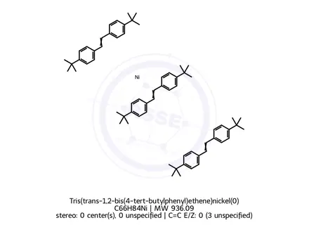 Chemical structure of Tris(trans-1,2-bis(4-tert-butylphenyl)ethene)nickel(0)