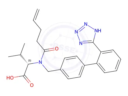 Chemical structure of N-((2'-(1H-Tetrazol-5-yl)-[1,1'-biphenyl]-4-yl)methyl)-N-(pent-4-enoyl)-L-valine