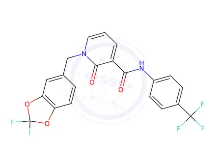 Chemical structure of 1-[(2,2-Difluoro-2H-1,3-benzodioxol-5-yl)methyl]-2-oxo-N-[4-(trifluoromethyl)phenyl]-1,2-dihydropyridine-3-carboxamide
