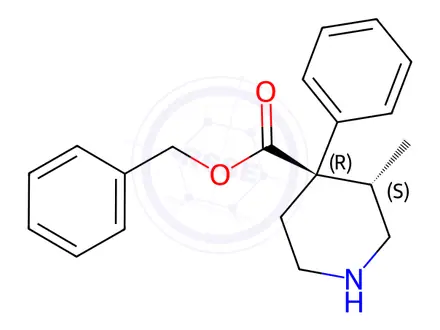 Chemical structure of Benzyl (3S,4R)-3-methyl-4-phenylpiperidine-4-carboxylate (BSC)