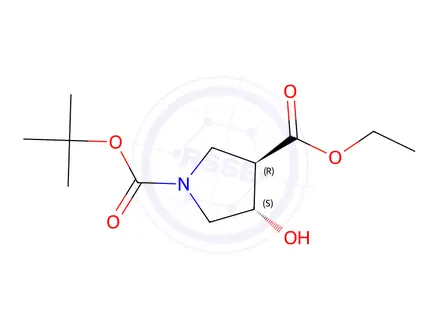Chemical structure of (3R,4S)-1-tert-butyl 3-ethyl 4-hydroxypyrrolidine-1,3-dicarboxylate