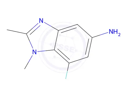 Chemical structure of 7-fluoro-1,2-dimethyl-1H-1,3-benzodiazol-5-amine