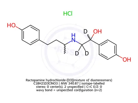 Chemical structure of Ractopamine hydrochloride-[D3](mixture of diastereomers)