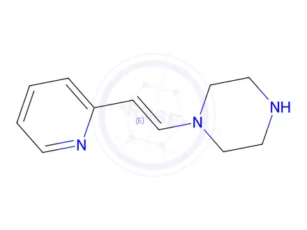 Chemical structure of Piperazine, 1-[(1E)-2-(2-pyridinyl)ethenyl]-(9CI)
