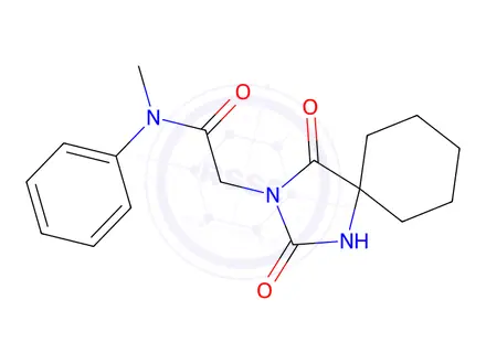 Chemical structure of 2-(2,4-Dioxo-1,3-diazaspiro[4.5]decan-3-yl)-N-methyl-N-phenylacetamide