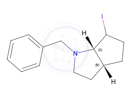 Chemical structure of (3aR,6aS)-1-benzyl-6-iodo-3,3a,4,5,6,6a-hexahydro-2H-cyclopenta[b]pyrrole