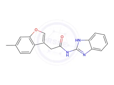 Chemical structure of N-(1H-benzo[d]imidazol-2-yl)-2-(6-methylbenzofuran-3-yl)acetamide
