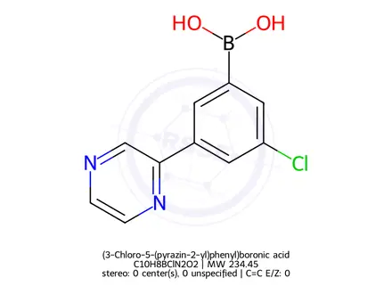 Chemical structure of (3-Chloro-5-(pyrazin-2-yl)phenyl)boronic acid