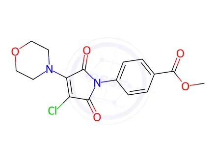 Chemical structure of Benzoic acid, 4-[3-chloro-2,5-dihydro-4-(4-morpholinyl)-2,5-dioxo-1H-pyrrol-1-yl]-, methyl ester