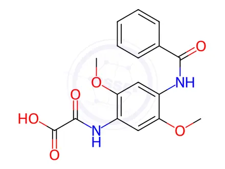 Chemical structure of {[4-(Benzoylamino)-2,5-dimethoxyphenyl]amino}(oxo)acetic acid