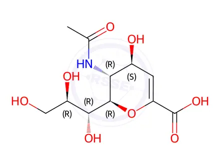 Chemical structure of N-Acetyl-2,3-dehydro-2-deoxyneuraminic Acid