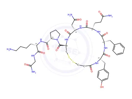Chemical structure of 3-MERCAPTOPROPIONYL-TYR-PHE-GLN-ASN-CYS-PRO-LYS-GLY-NH2, (DISULFIDE BOND)