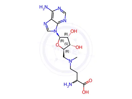 Chemical structure of 2-Amino-4-((((2R,3S,4R,5R)-5-(6-amino-9H-purin-9-yl)-3,4-dihydroxytetrahydrofuran-2-yl)methyl)(methyl)amino)butanoic Acid