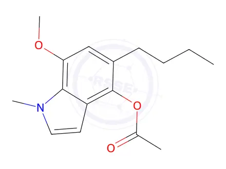 Chemical structure of 5-Butyl-7-methoxy-1-methyl-1H-indol-4-yl acetate