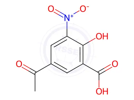 Chemical structure of Benzoic acid, 5-acetyl-2-hydroxy-3-nitro-