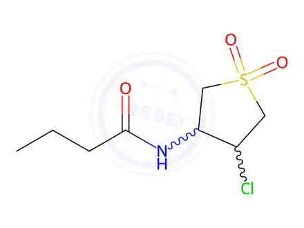 Chemical structure of N-(4-chloro-1,1-dioxidotetrahydrothiophen-3-yl)butyramide