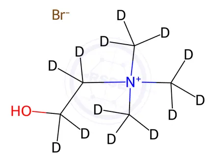 Chemical structure of Choline D13 Bromide (N,N,N-trimethyl-d9; 1,1,2,2 D4)