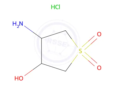 Chemical structure of 3-Amino-4-hydroxytetrahydrothiophene 1,1-dioxide hydrochloride