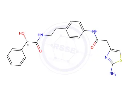 Chemical structure of (S)-N-(4-(2-(2-Aminothiazol-4-yl)acetamido)phenethyl)-2-hydroxy-2-phenylacetamide