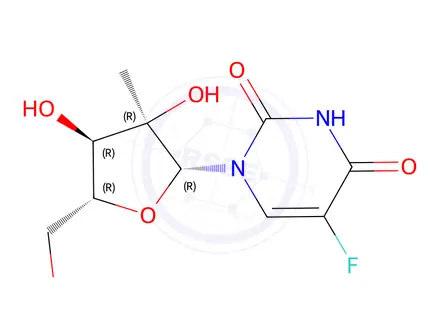 Chemical structure of 2’-C-Methyl-5-fluorouridine