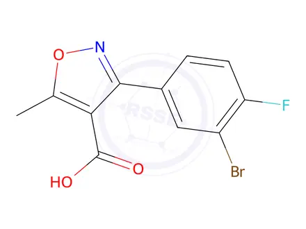 Chemical structure of 3-(3-Bromo-4-fluorophenyl)-5-methyl-1,2-oxazole-4-carboxylic acid