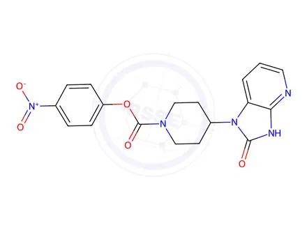 Chemical structure of 4-nitrophenyl 4-(2,3-dihydro-2-oxoimidazo[4,5-b]pyridin-1-yl)piperidine-1-carboxylate