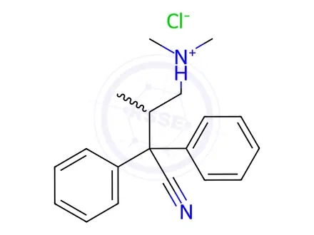 Chemical structure of 4-(Dimethylamino)-3-methyl-2,2-diphenylbutanenitrile hydrochloride