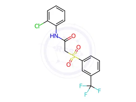 Chemical structure of N-(2-chlorophenyl)-2-((3-(trifluoromethyl)phenyl)sulfonyl)acetamide