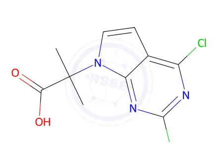 Chemical structure of 2-(2,4-Dichloro-7H-pyrrolo[2,3-d]pyrimidin-7-yl)-2-methylpropanoic acid