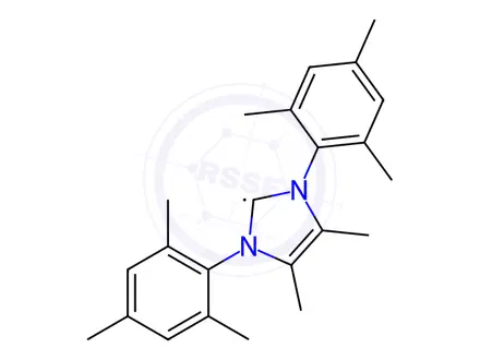 Chemical structure of Chloro(1,5-cyclooctadiene)[4,5-dimethyl-1,3-bis(2,4,6-trimethylphenyl)imidazol-2-ylidene] iridium(I), min. 98%