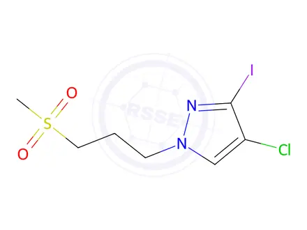 Chemical structure of 4-chloro-3-iodo-1-(3-methanesulfonylpropyl)-1H-pyrazole