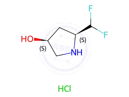 Chemical structure of (3S,5S)-5-(difluoromethyl)pyrrolidin-3-ol hydrochloride