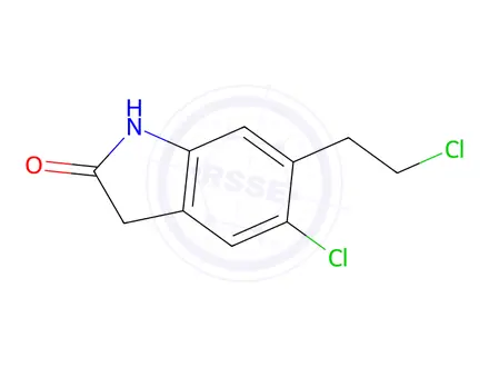 Chemical structure of 5-chloro-6-(2-chloroethyl)indolin-2-one