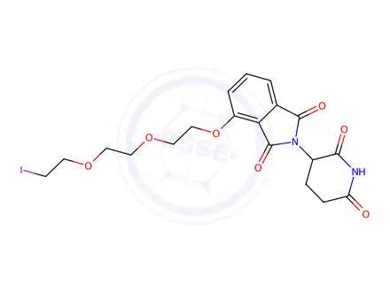 Chemical structure of 2-(2,6-dioxo-3-piperidyl)-4-[2-[2-(2-iodoethoxy)ethoxy]ethoxy]isoindoline-1,3-dione