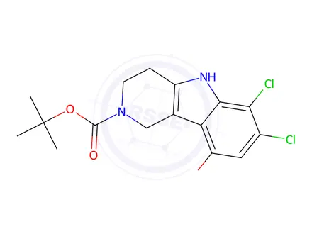 Chemical structure of Tert-butyl 6,7-dichloro-9-hydroxy-1,3,4,5-tetrahydro-2H-pyrido[4,3-b]indole-2-carboxylate