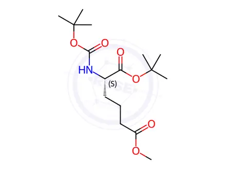 Chemical structure of (S)-1-tert-Butyl 6-methyl 2-((tert-butoxycarbonyl)amino)hexanedioate