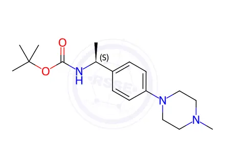 Chemical structure of Carbamic acid, N-[(1S)-1-[4-(4-methyl-1-piperazinyl)phenyl]ethyl]-, 1,1-dimethylethyl ester