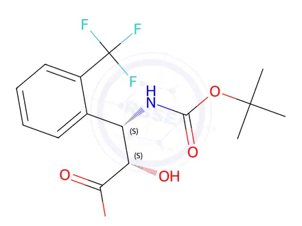 Chemical structure of (2S,3S)-3-((tert-butoxycarbonyl)amino)-2-hydroxy-3-(2-(trifluoromethyl)phenyl)propanoic acid