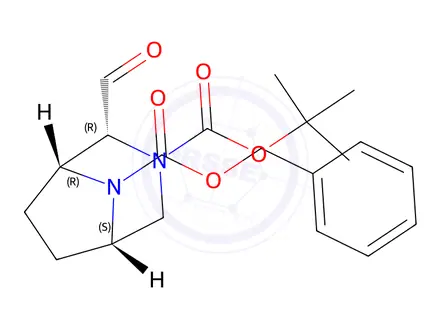 Chemical structure of 8-Benzyl 3-(tert-butyl) (1R,2R,5S)-2-formyl-3,8-diazabicyclo[3.2.1]octane-3,8-dicarboxylate