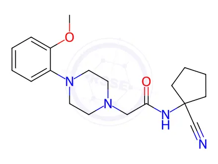 Chemical structure of N-(1-Cyanocyclopentyl)-2-(4-(2-methoxyphenyl)piperazin-1-yl)acetamide